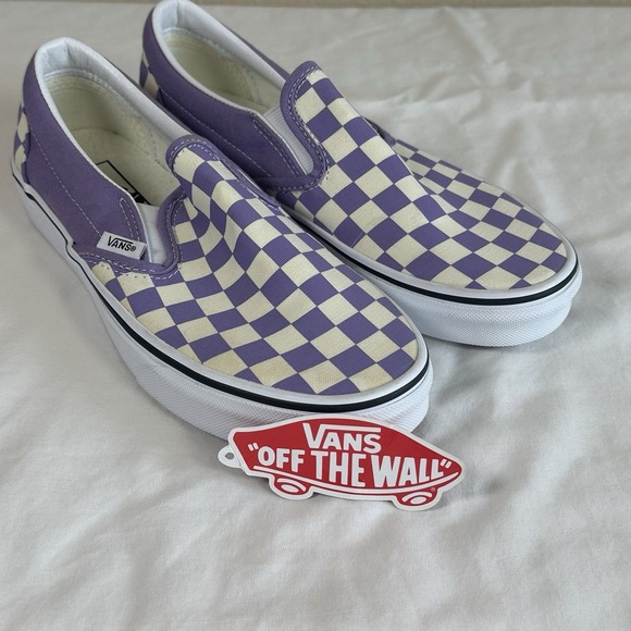 Vans Checkerboard Color Theory Violet  Classic Slip On Skate Shoe Women Size 7.5 - Picture 1 of 12